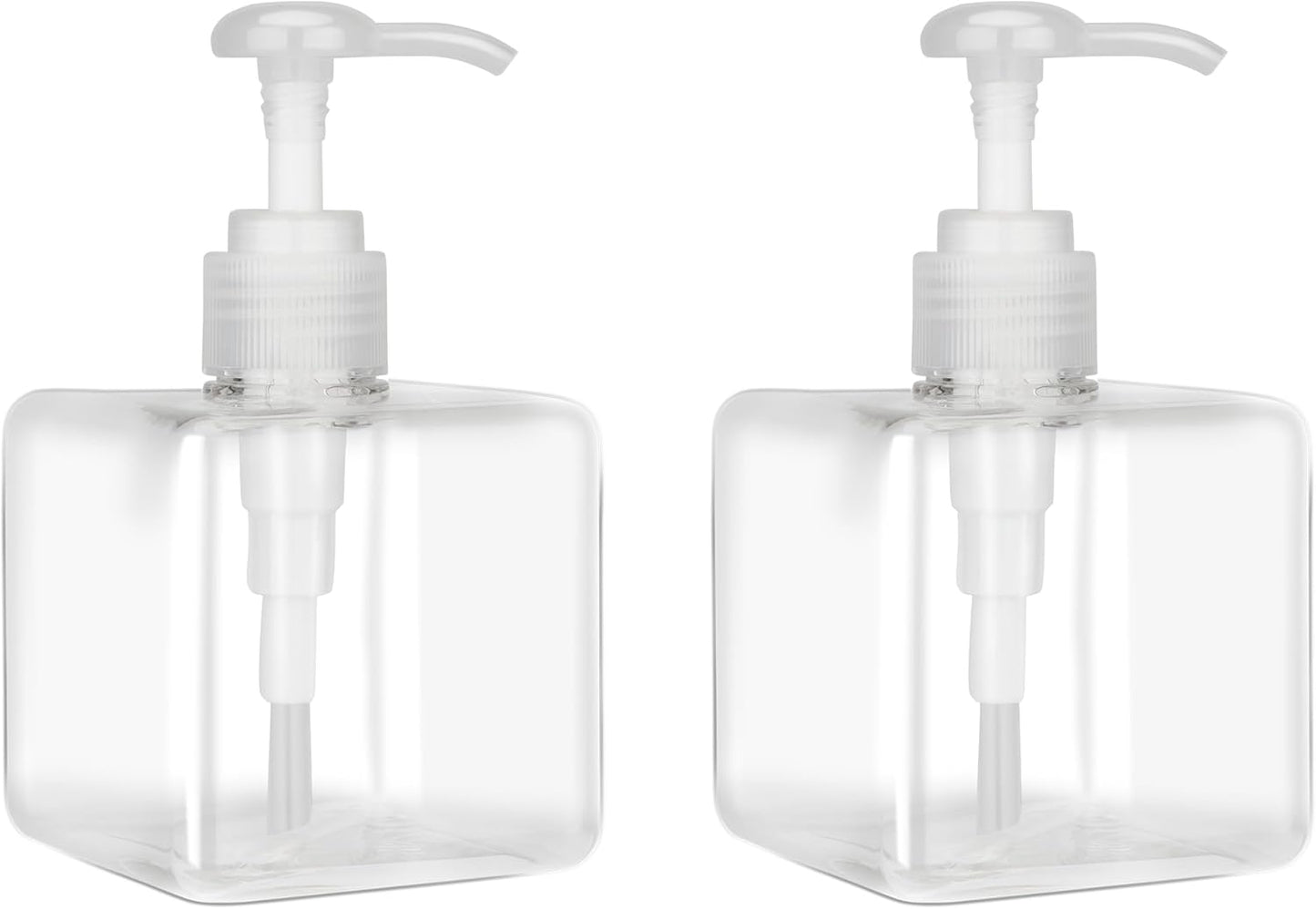 250ml (8.5oz) Pump Bottle Dispenser Jansburg 2 Pack Refillable Square Plastic Lotion Dispenser Empty Lotion Pump Bottle for Essential Oil Soap Lotion Shampoo Bathroom Travel Clear