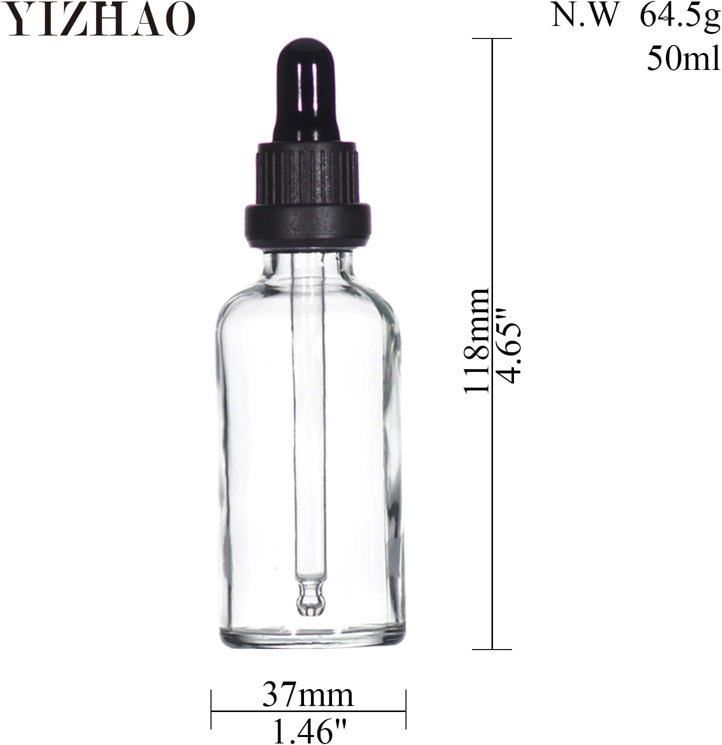 YIZHAO Clear Glass Dropper Bottle 2oz, Tincture Bottles with Glass Dropper, for Essential Oils, Aromatherapy, Cosmetic, Laboratory, Pharmacy, Liquids, Travel –12 Pcs