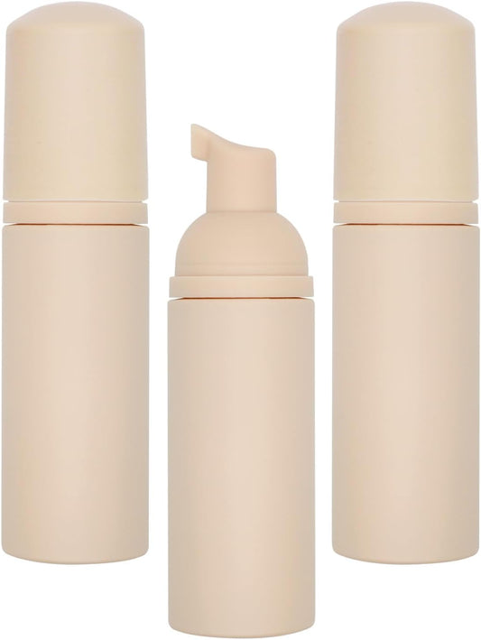 Foam Pump Bottle (Nude), Empty Travel Size Foam Dispenser Pump for Soap Shampoo, Lash Cleanser(60ml/2oz, 3PCS)