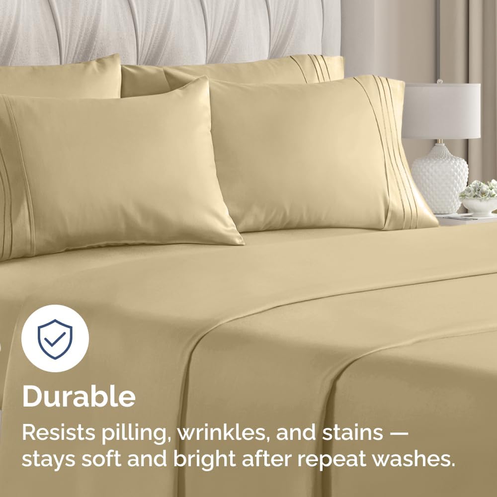 Standard Pillow Cases Set of 6 - Ultra Soft Hotel Quality Pillowcase Covers - Comfy, Cozy & Wrinkle Free - Shrink, Stain and Fade Resistant - Machine Washable Pillow Protectors - 6 Piece Set - Beige