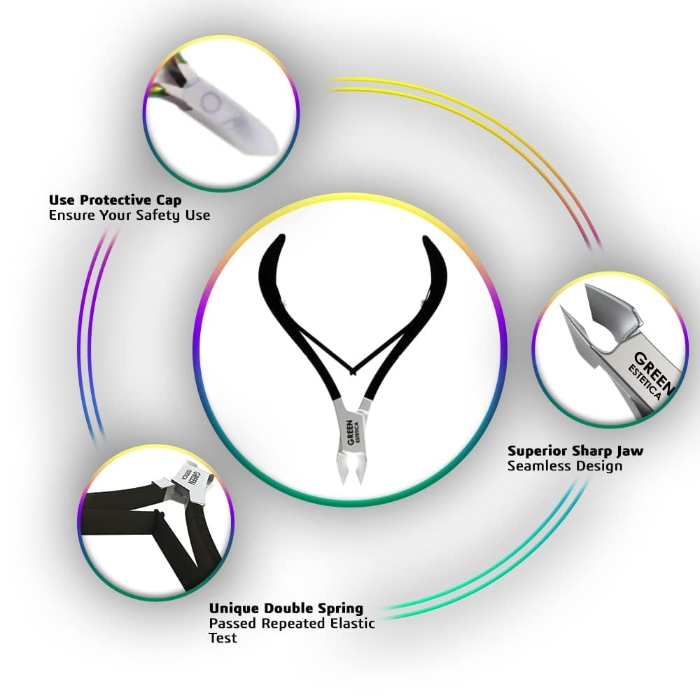 Professional Cuticle Trimmer Nail Cuticle Cutter Stainless Steel Cuticle Nippers with Sharp Blades of Cuticle Remover Clippers Manicure Tools Double Spring for Nail Care Pedicure Nail Tools (Black)