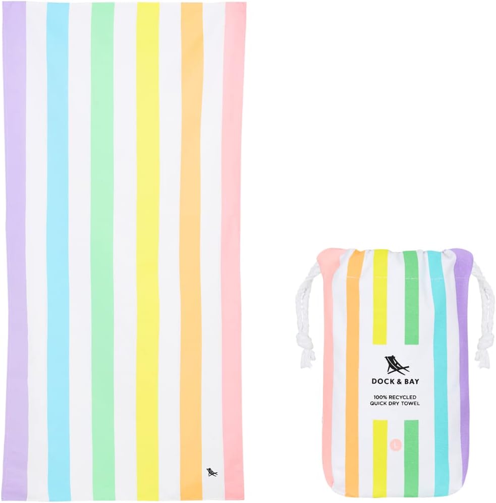 Dock & Bay Kid's Towel - for Beach Use - Quick Dry, Sand Free - Compact, Lightweight - 100% Recycled - Includes Bag - Summer - Unicorn Waves, Medium (130x70cm, 51x28)