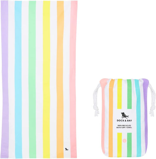 Dock & Bay Kid's Towel - for Beach Use - Quick Dry, Sand Free - Compact, Lightweight - 100% Recycled - Includes Bag - Summer - Unicorn Waves, Medium (130x70cm, 51x28)