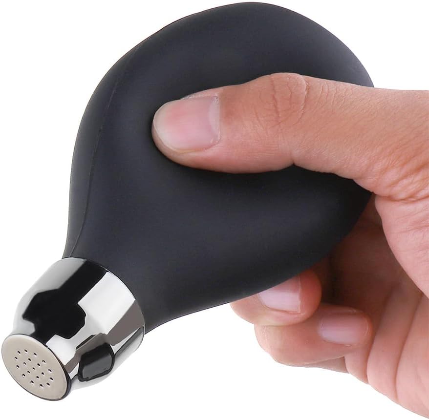 Barber Powder Spray Bottle, Puff Bottle, Pump Dispenser - 3.38oz/100ml Refillable Hair Fiber Applicator for Dry Shampoo - Black