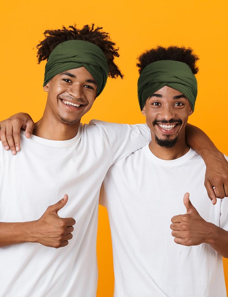 Satin Lined Open Turban Headband Mens Sweatband Sports Headband for Running,Cycling,Basketball,Yoga,Fitness Workout Stretchy Unisex Hairband