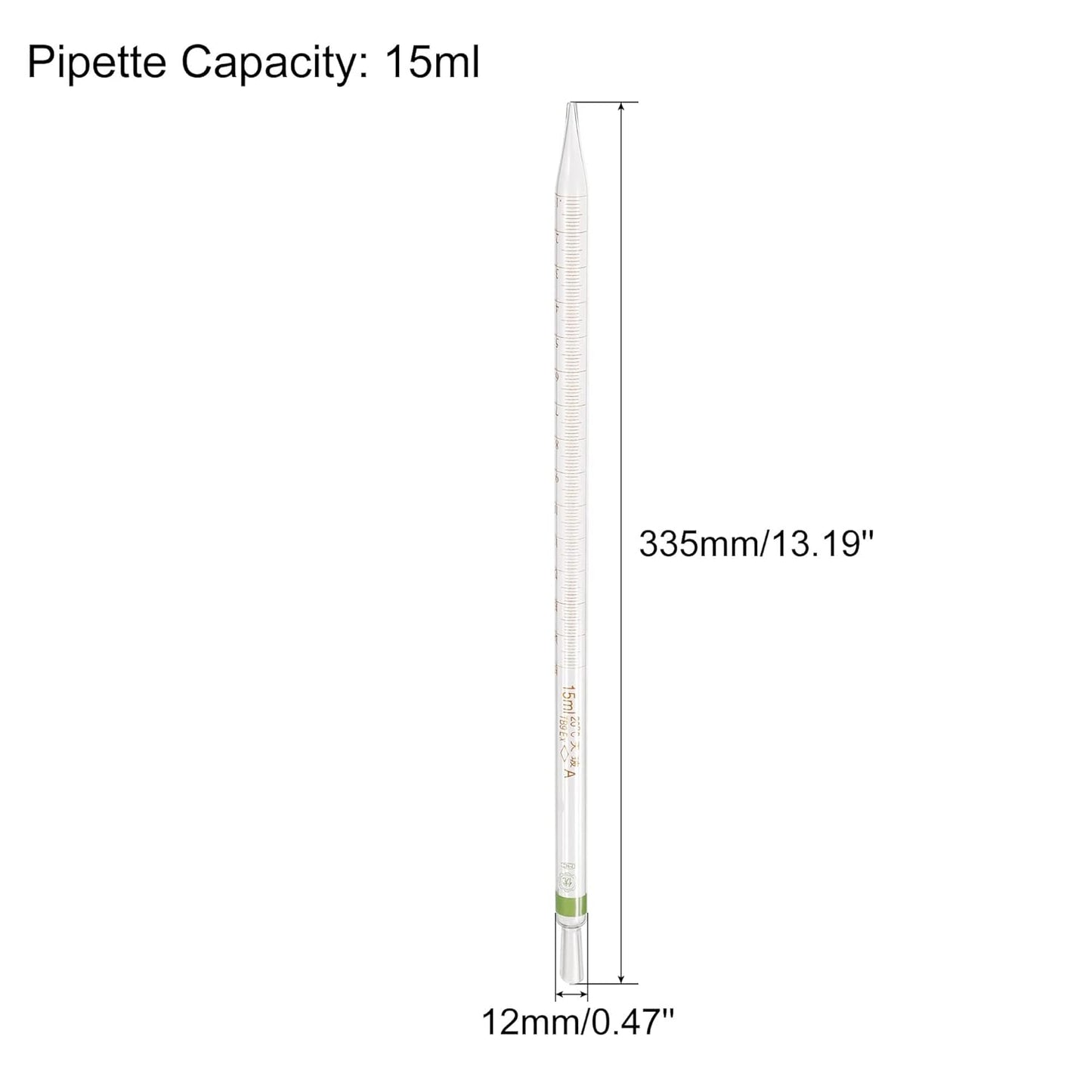 PATIKIL Graduated Dropper Pipettes, 1 Pcs 15ml Reusable Borosilicate Glass Pipette for Transfer Liquid for Laboratory, Chemistry, Clear