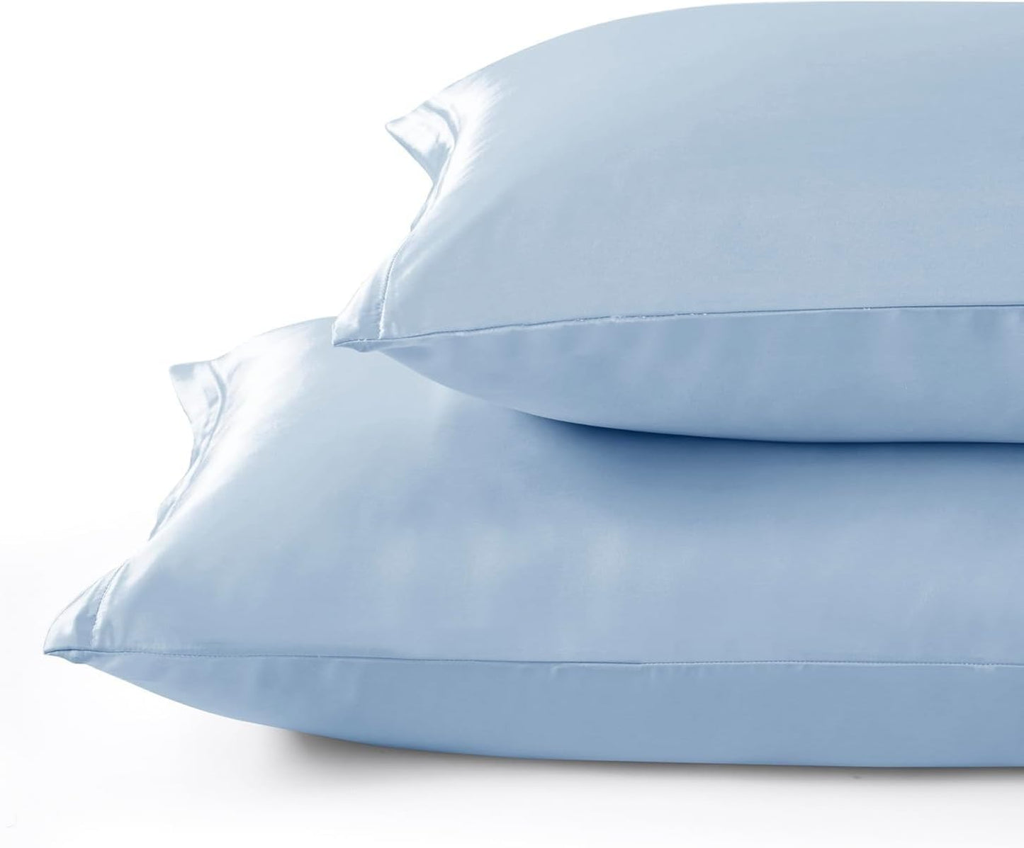 Juwenin Bedding,Luxury Satin Pillowcase with Zipper (Silky Satin Pillow Case for Hair) Set of 2 (Blue, Queen(20''x29''))