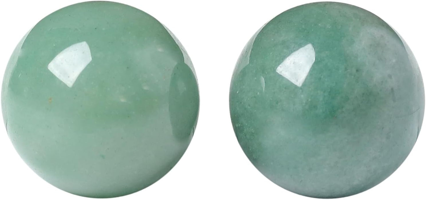 Hand Exercise Balls 30mm for Women - Set of 2 Natural Crystal Stone Spheres - Finger Joint Relief & Stress Relax, Perfect Size for Women's Hands, Green Aventurine
