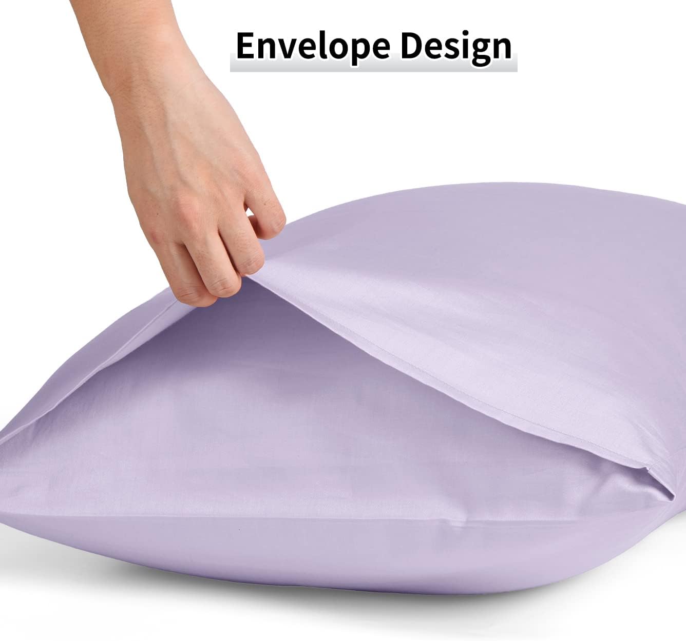 Warmstar Cotton Pillow Cases King Size Set of 2, 600 Thread Count Pillowcases 20x36 Inches, Soft Long Staple Cotton Pillowcases Breathable with Envelope Closure,Lavender