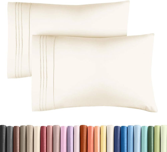 King Standard Pillow Cases Set of 2 - Soft Hotel Quality Pillowcase Covers - Comfy, Cozy & Fade Free - Wrinkle Resistant - Machine Washable Pillow Protectors - 2 Piece Set - King Standard Off White