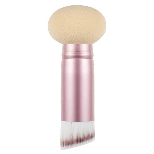 Dual-Ended Hair Makeup Brush - Precision Hairline Powder With Sponge Tip for Seamless Blending, Concealer, Root Touch Up, and Contour (Rose Pink, 3.5 Inch)