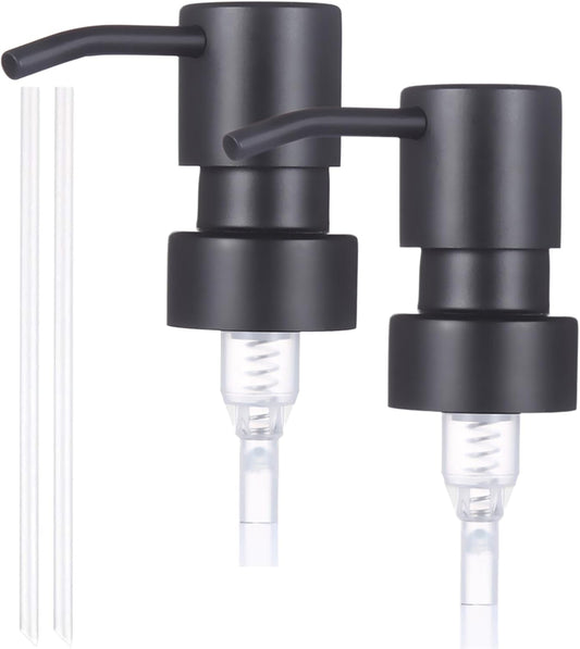 Soap Dispenser Replacement Pump, Stainless Steel Lotion Pump, Black-Colored Brushed Metal Soap Dispensers（2 Pack