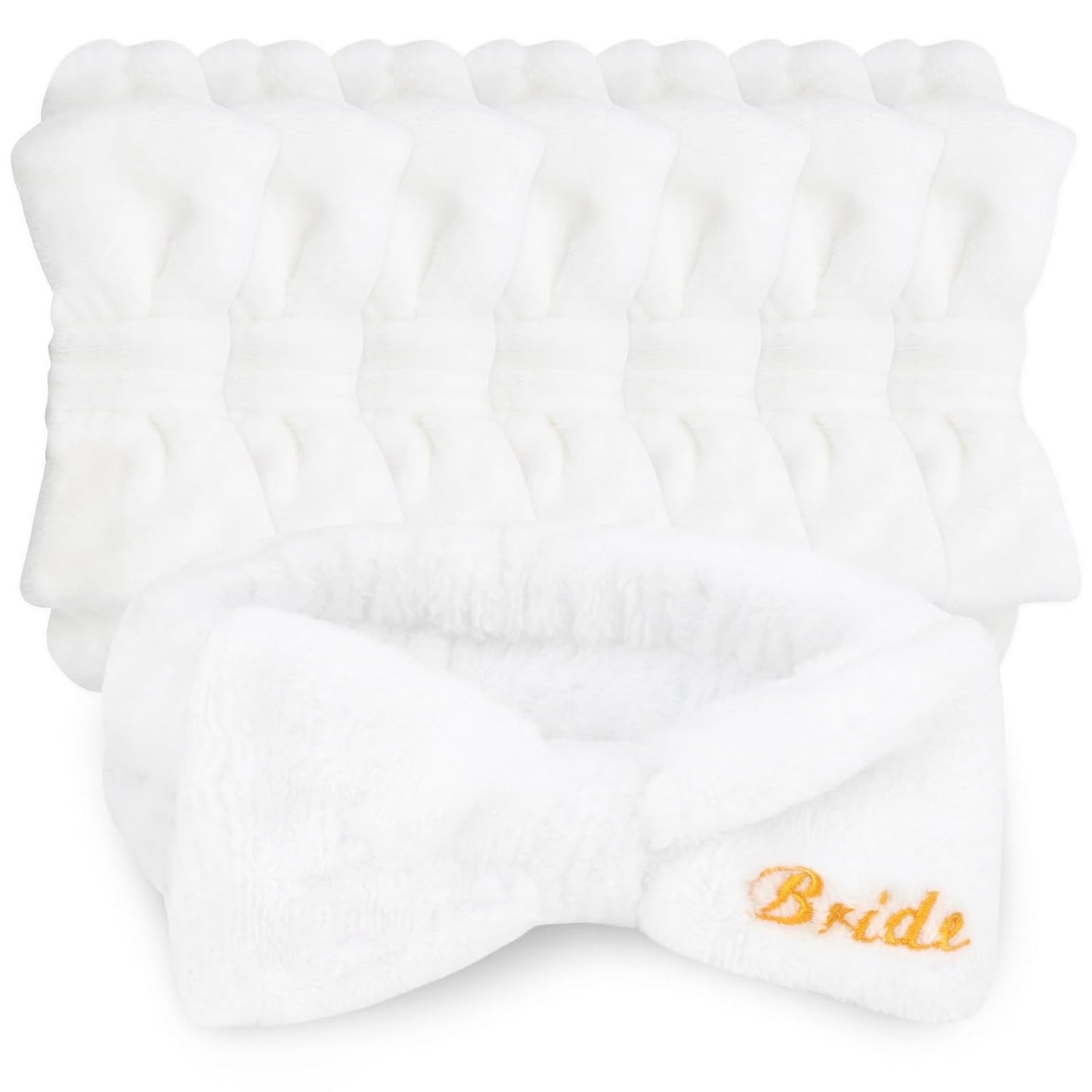 CIEHER 8 Pcs White Spa Headbands Bachelorette Party Favors for Bride Bridesmaid