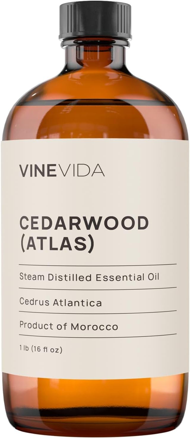 VINEVIDA Cedarwood Atlas Essential Oil 16 oz - Undiluted Candle Oil Scent for DIY Candlemaking - Bulk Essential Oil for Soap Making