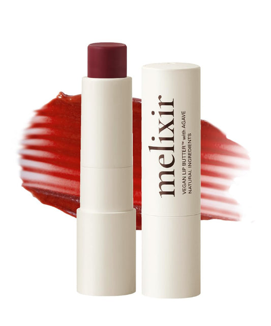 Melixir Vegan Lip Butter (12 Colors), Hydrating Tinted Lip Balm Stick, Bee-Free, Petrolatum-Free, Plant-Based, Moisturizes Dry & Chapped Lips With Shea Butter, Sheer, Natural Finish - #06 Rust Red