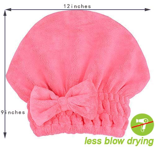 Microfiber Hair Drying Towels Head wrap with Bow-Knot Shower Cap Hair Turban hairWrap Bath Cap for Curly Long & Wet Hair Gift for Women 2pack