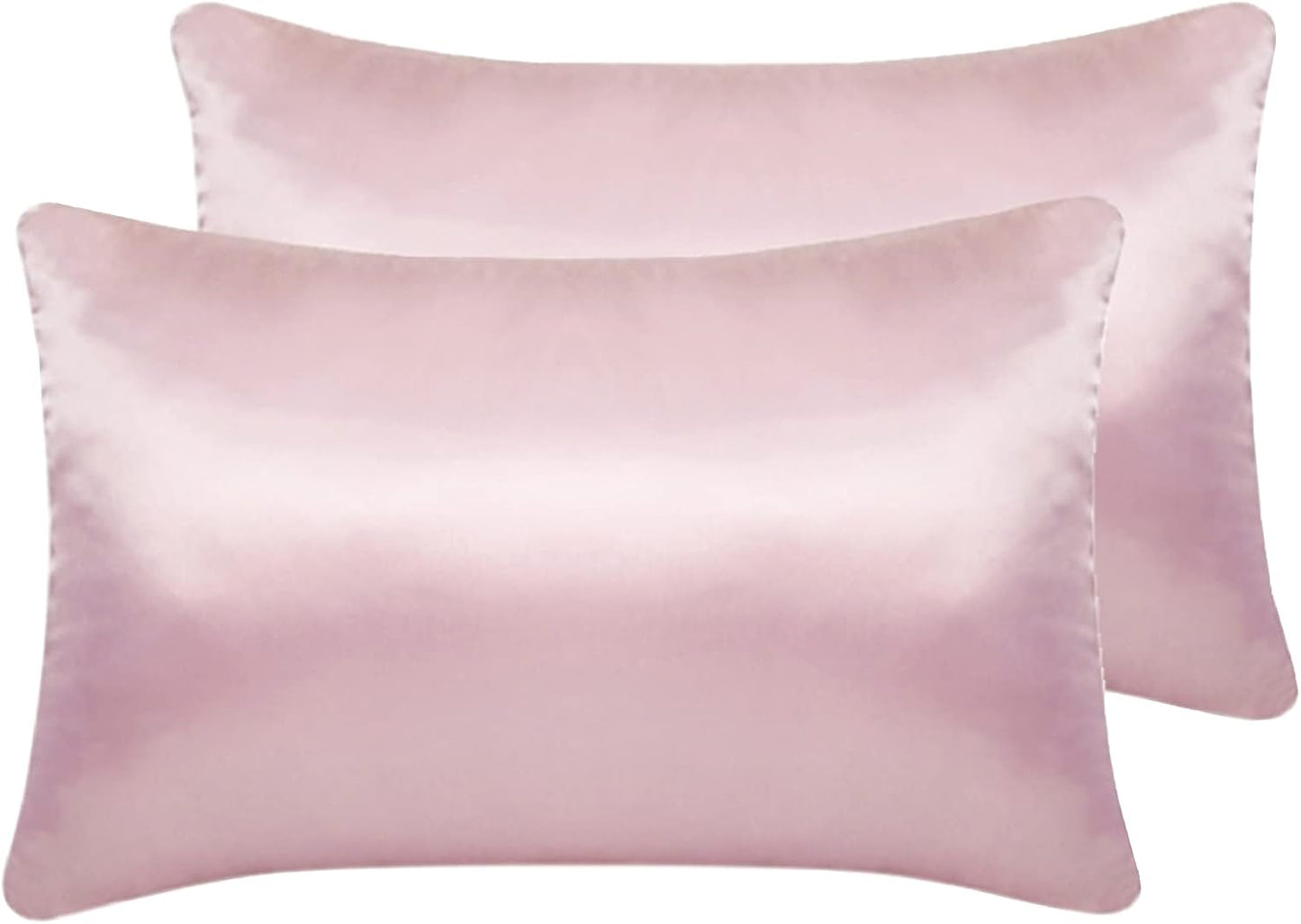 Silky Satin Toddler Pillowcases Set of 2, Super Soft Travel Pillow Covers, Small Kids Pillow Cases with Envelope Closure, 13"x 18", Pink