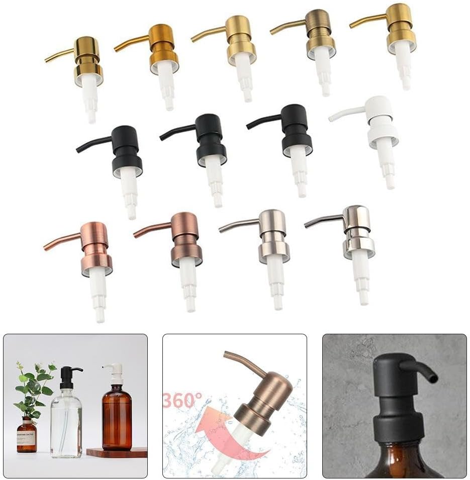 Dispenser Pump Head, Stainless Steel Soap Dispenser Pump Replacement for Push Type Lotion Liquid Bottle(White)