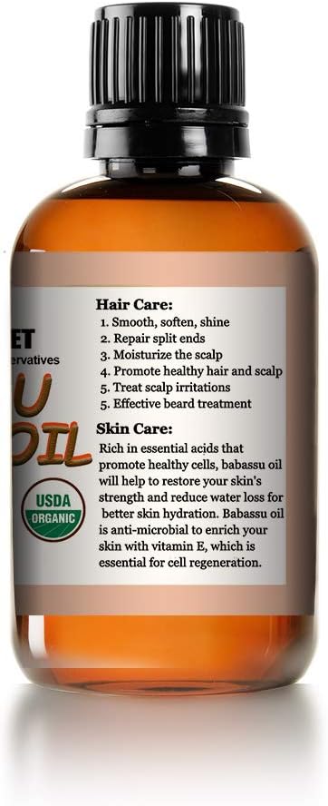 Mayan's Secret Babassu Oil Organic, 4oz - Carrier and Essential oils for Skin Care, Hair, Body Moisturizer for Face-Anti Aging