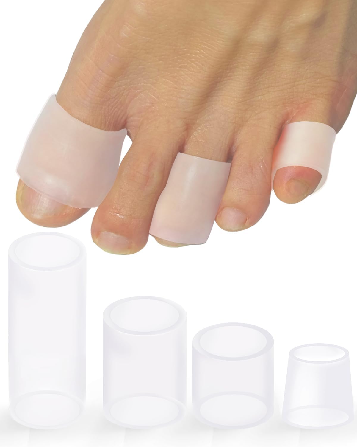 16 Pack Silicone Toe Sleeves Gel Corn Protectors Cushions for Women Men Foot Pain Relief, Soft Toe Tube Pads Corn Cushions for Calluses, Bunion Blisters, Hammertoe, Toenails Loss