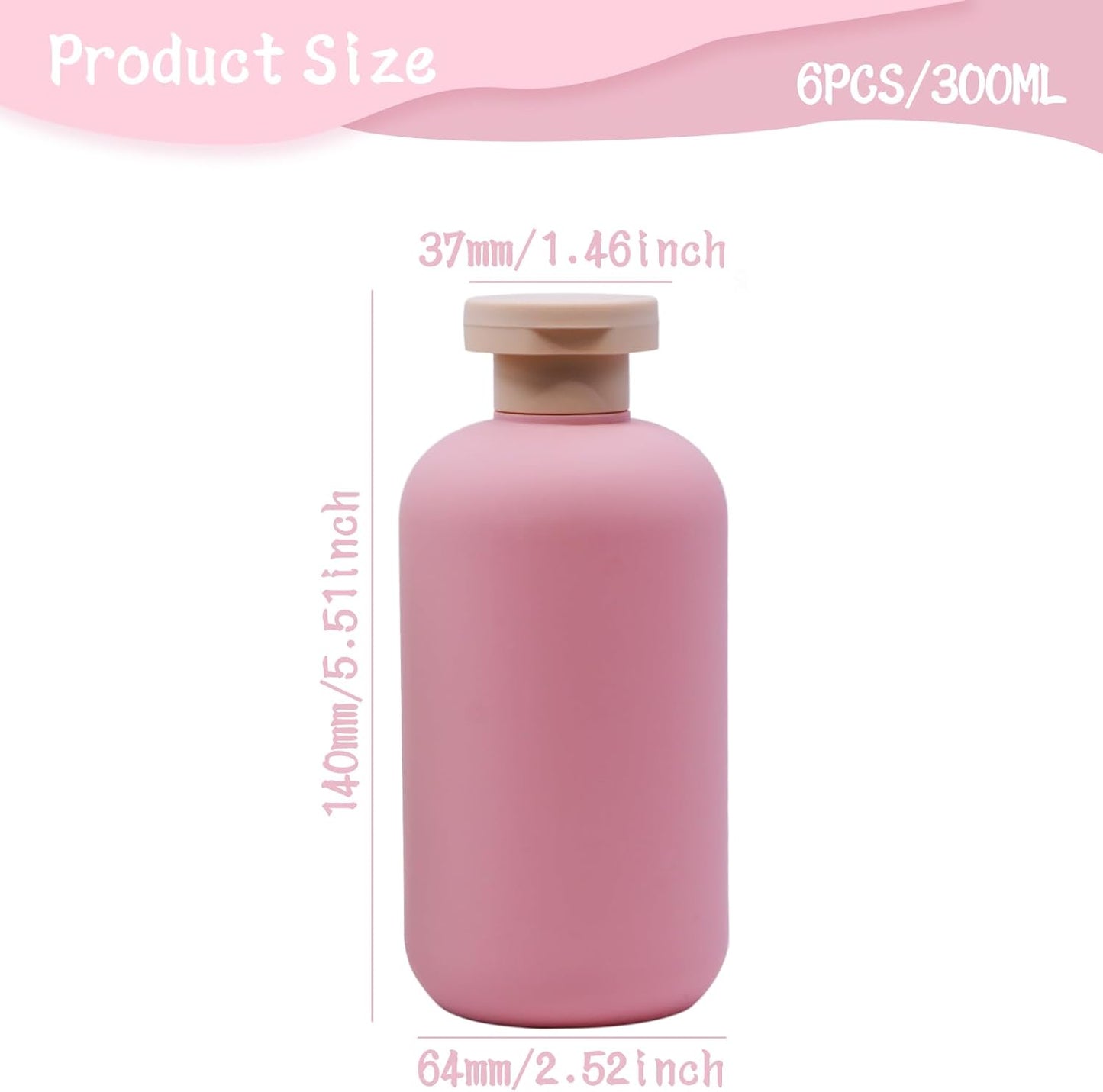 6 Pack Leakproof Travel Bottles 10 oz | Squeeze Shampoo & Lotion Containers with Locking Flip Caps | Food Grade HDPE/PP for Toiletries, Gym, Camping (Green+Blue+Pink)