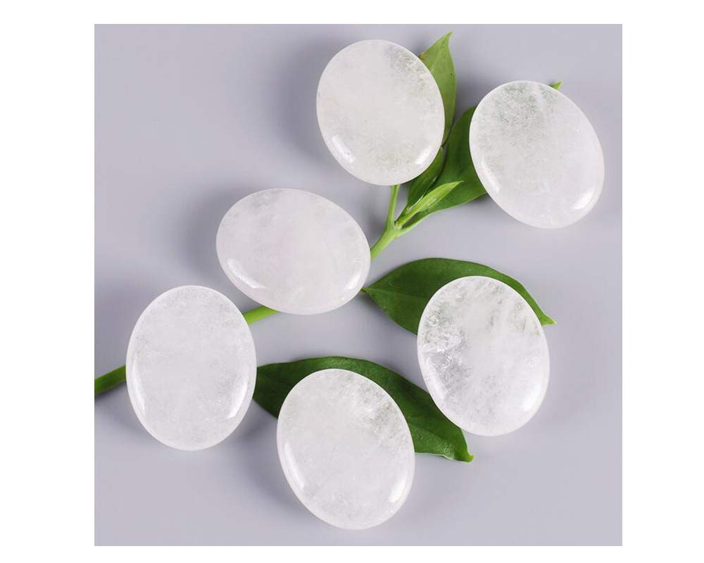 7 Pieces Natural Massage Stones Set for Professional or Home Spa, Smooth and Natural Massage Stones (White Crystal A)