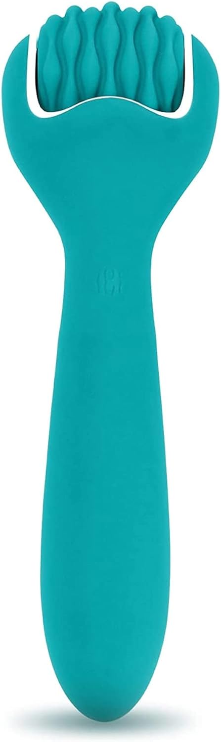 Silicone Ice Head Massage Roller for Head, Neck, Jaw, Ear, and Sinus Relief-Rechargeable Handheld Massage Roller with Comfortable Grip (Teal)