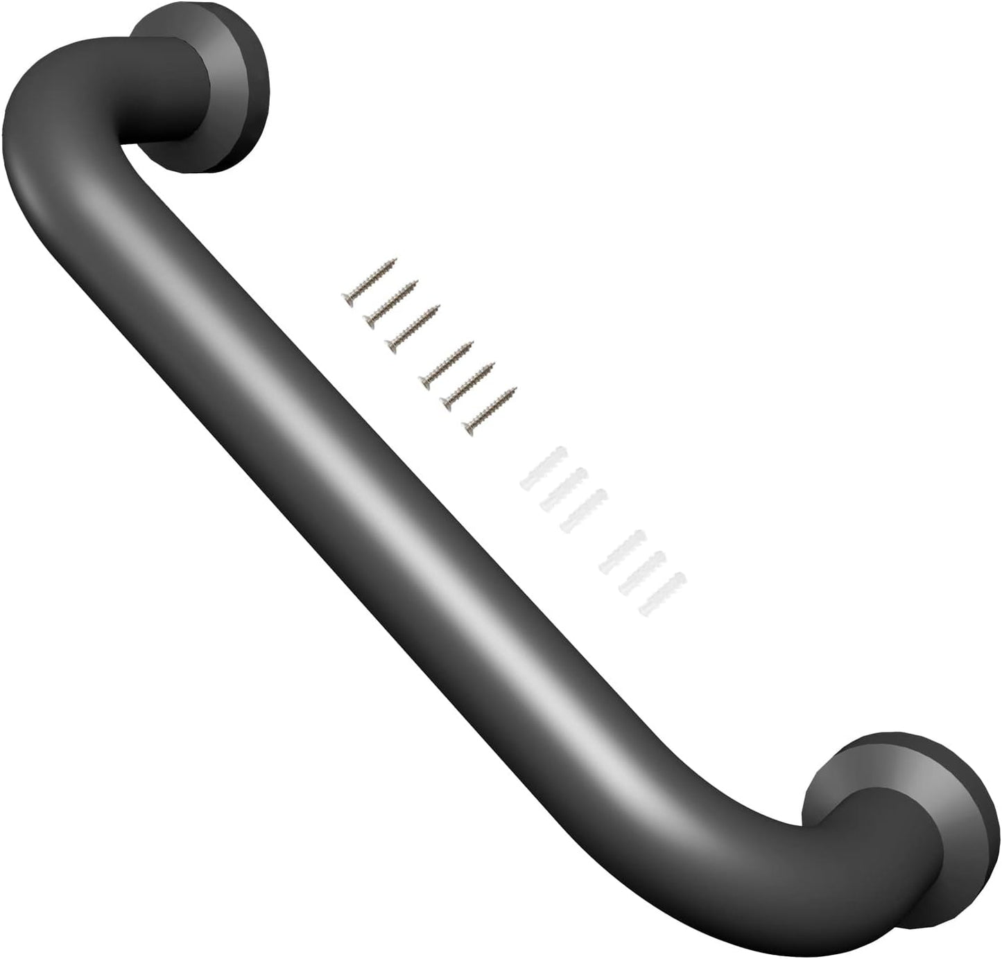 One Pack 12 Inch Matte Black Shower Grab Bar Stainless Steel Safety Hand Rail Support for Showers Bathroom Balance Bar Safety Hand Rail Handicap Bath Handle Senior Assist Bar Home Care Bath Handrail
