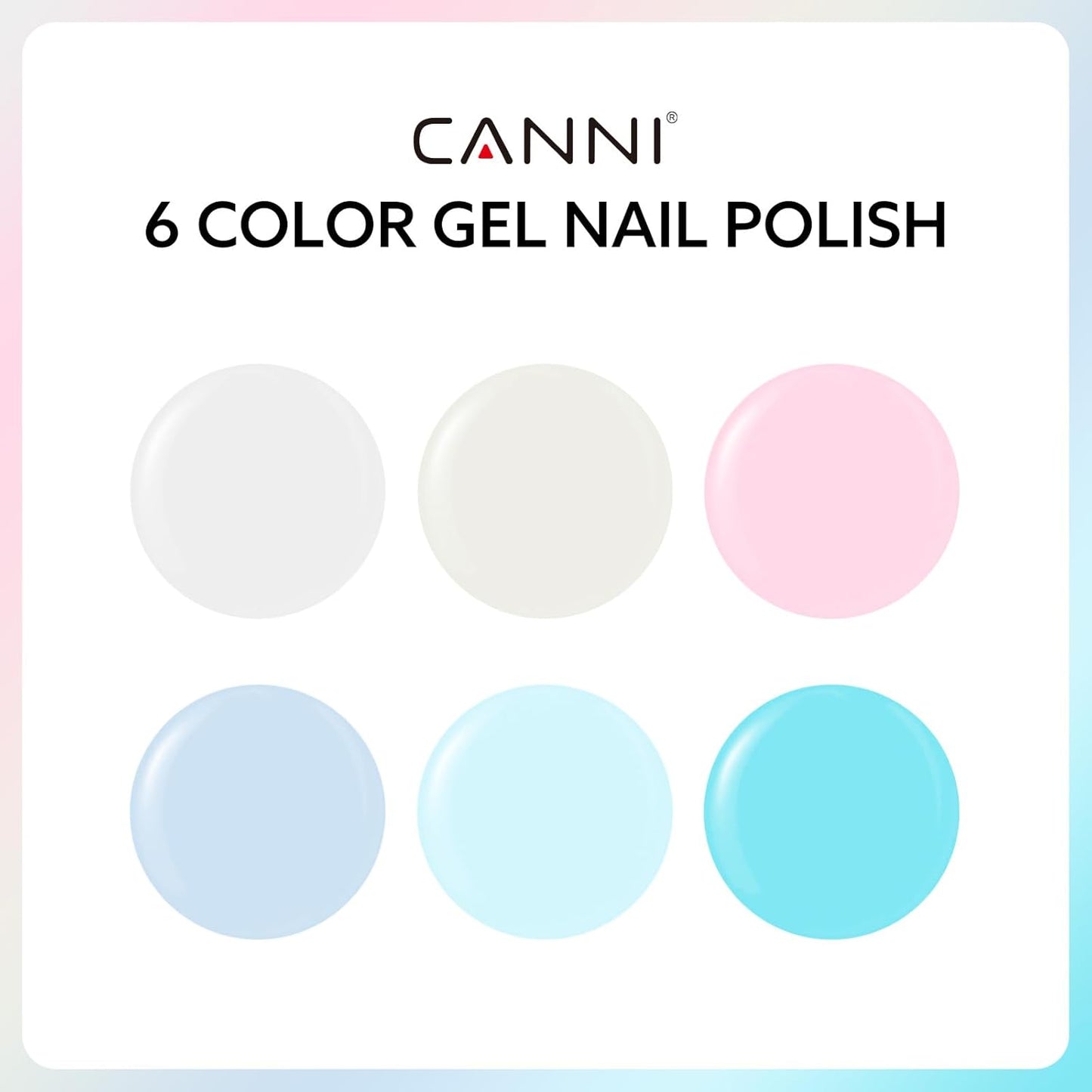 CANNI 6Pcs 9ml Pastel Gel Nail Polish Set- White Pink Light Blue Gel Polish Kit Candy Milky White Colors DIY at Home Salon Christmas New Year's Gifts for Girls