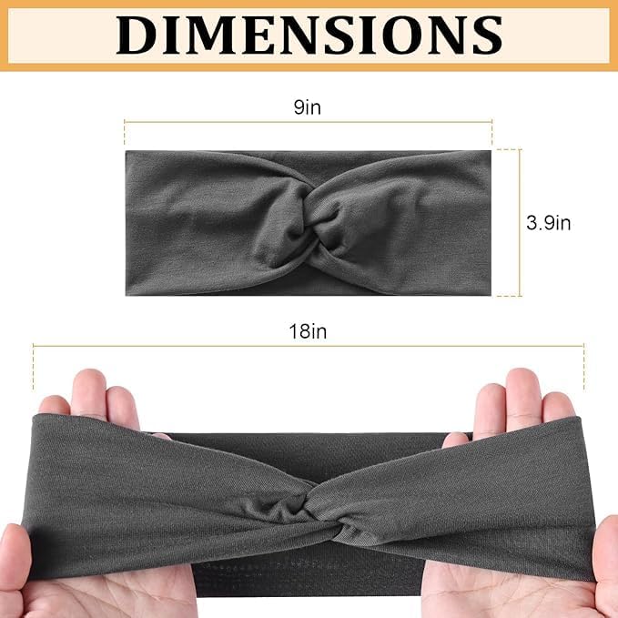 12-Pack Wide Stretch Headbands for Women - Non-Slip Extra Wide Turban Hair Bands for Workout, African Style, Sports & Daily Use (Breathable, All-Day Comfort) Color1 (Color2)
