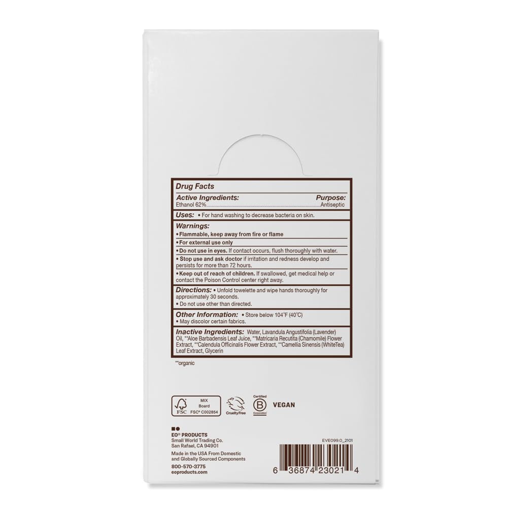 Everyone Hand Sanitizer Wipes, 15 Wipes (Pack of 6), Lavender and Aloe, Made with Sugarcane Derived Alcohol with Essential Oils, TSA friendly