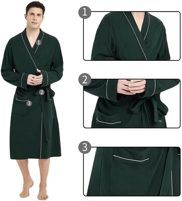 U2SKIIN Mens 100% Cotton Robe Lightweight Knit Bathrobe
