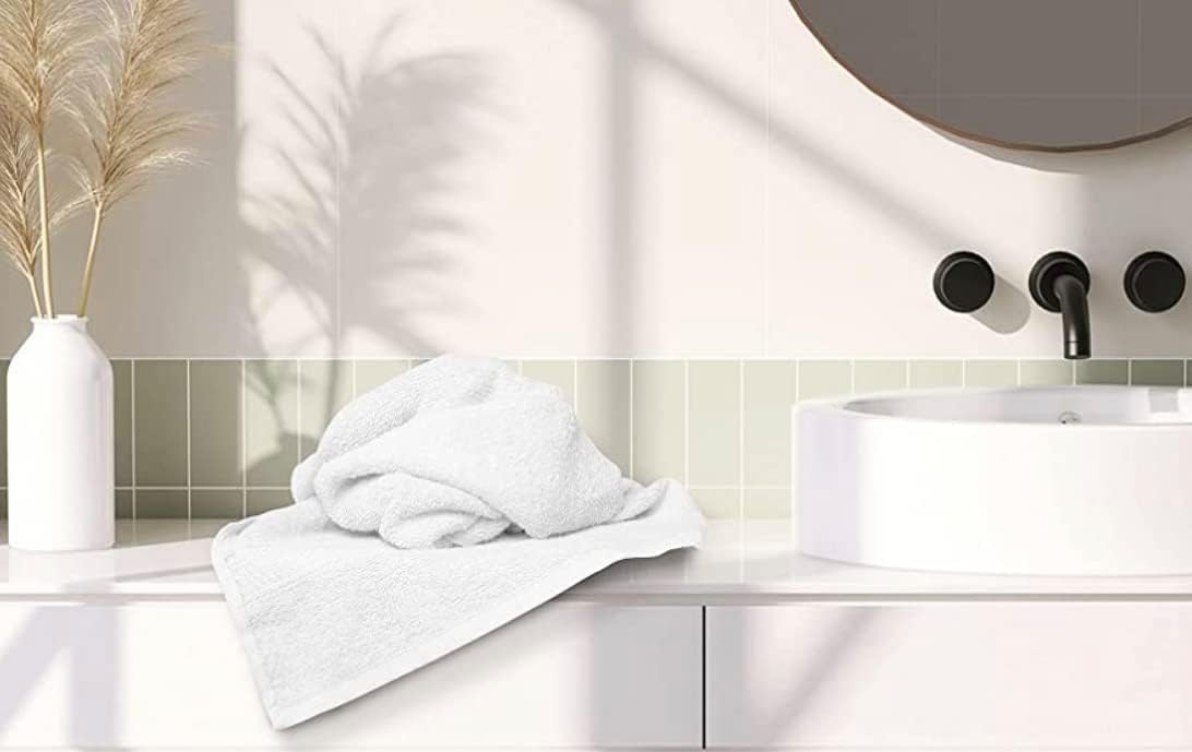 100% Cotton Bath Towel Set, White 24x48 Pack of 6 Towels, Quick Dry, Highly Absorbent, Soft Feel Towel, Gym, Spa, Bathroom, Shower, Pool, Luxury Soft Towels Light-Weight