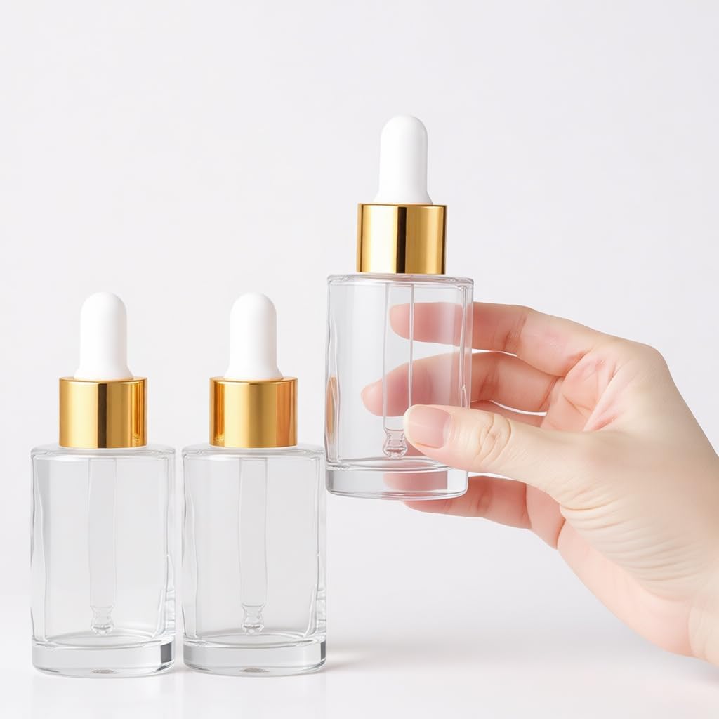 12 Pack 1 oz Glass Dropper Bottle Essential Oils Bottle with Glass Eye Droppers,for Serum Essence Oil,Perfumes,Liquids (Clear, 1oz)