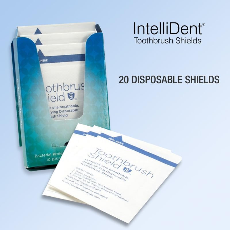 Intellident Toothbrush Shields - Toothbrush Head Cover Caps - Breathable, Quick-Drying & Disposable - Perfect for Travel, Home & Office Use - 20 Count (Pack of 2)