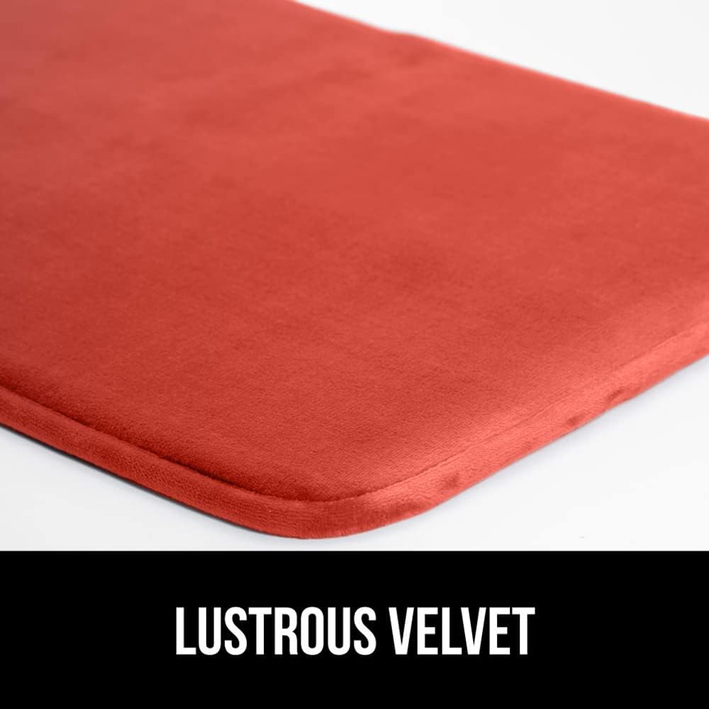 GORILLA GRIP Memory Foam Bath Mat, Soft Absorbent Velvet Bathroom Mats, Durable Dots on Underside, Machine Washable Bathmat, Carpet Rug Room Decor for Shower Tub Floor RV, 24x17 Rugs, Coral