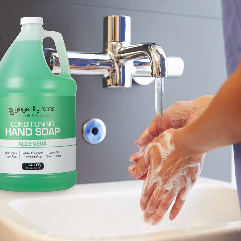 Ginger Lily Farms Club & Fitness Conditioning Liquid Hand Soap Refill, 100% Vegan & Cruelty-Free, Aloe Vera Scent, 1 Gallon (128 fl oz)