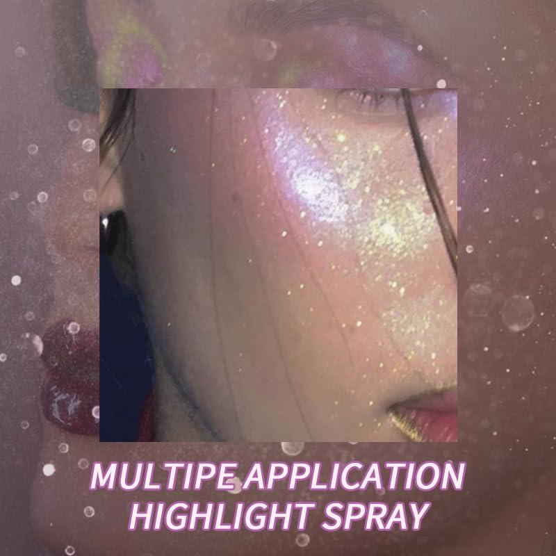 USHAS Body Glitter Spray 3.72 fl.oz - Temporary Body Shimmer Spray for Face, Hair, Clothing, Long Lasting Quick-Drying Shiny for Music Festival Rave (02)