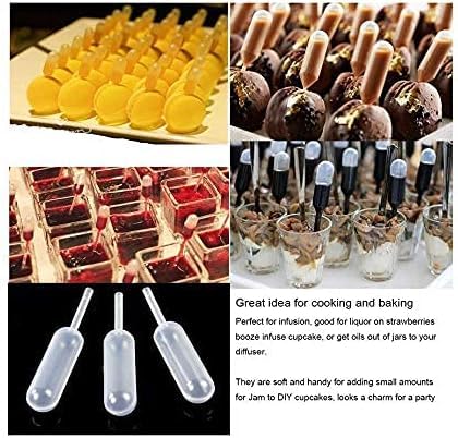 300 Pieces 4ml Cupcake Pipettes, Food Grade Plastic Disposable Pipettes Mini Liquid Injector (300-A)