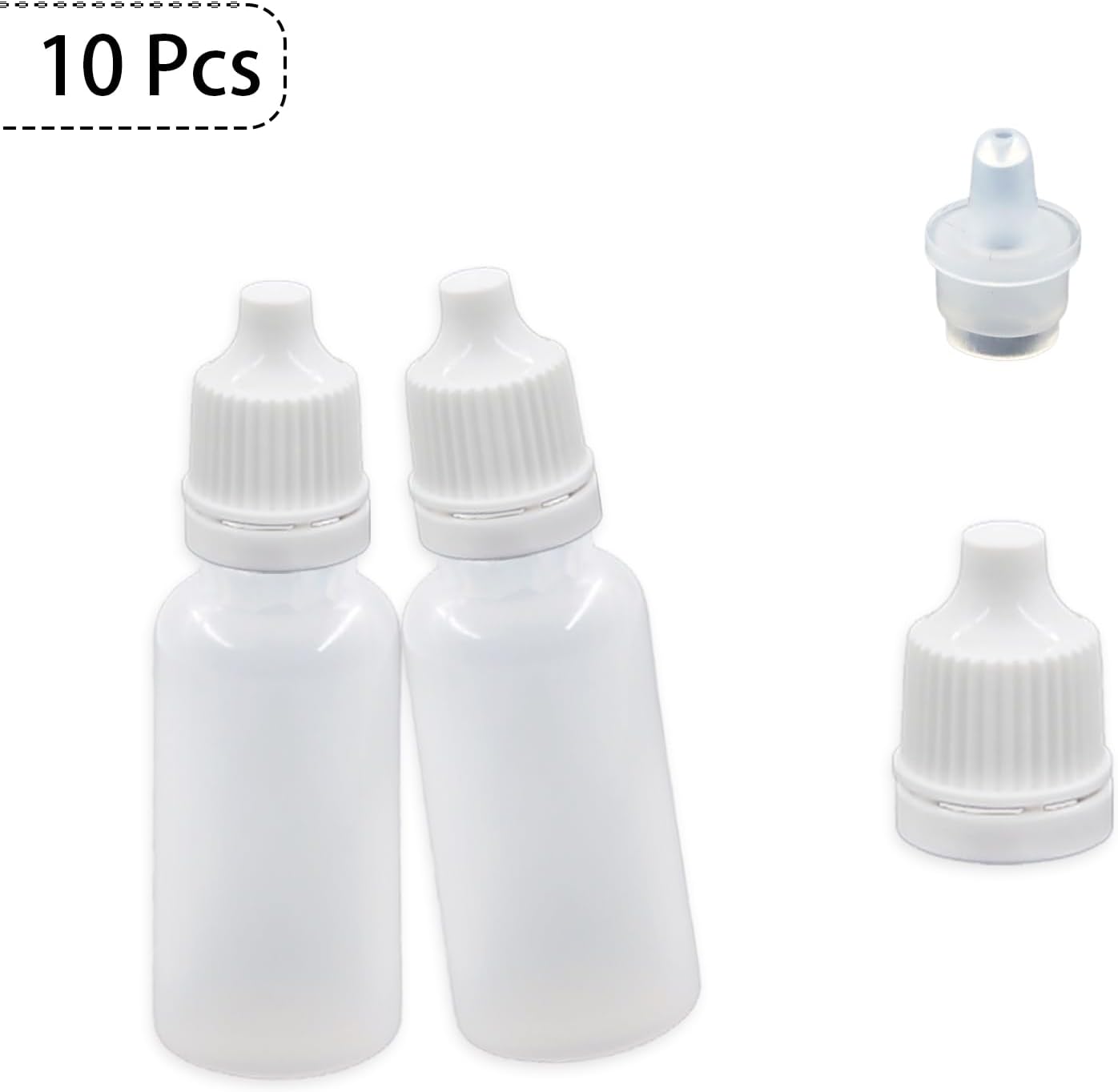 10 Pcs Dropper Bottles, 15ml/0.5 oz Empty Squeezable Small Mouth Dropper Bottle, Liquid Dropper Bottle with White Cap