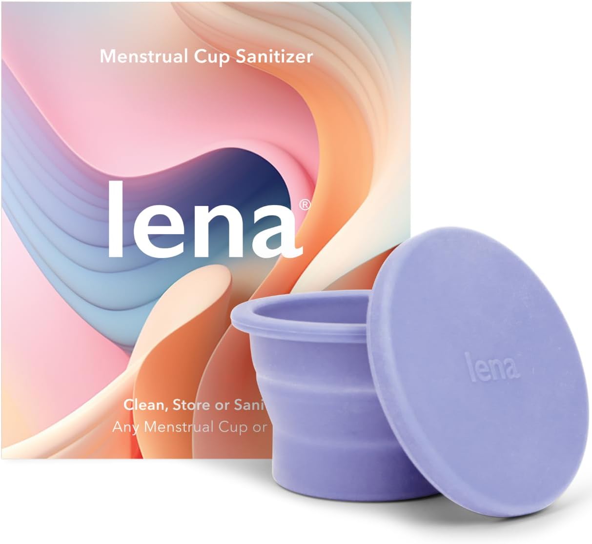 Lena Menstrual Cup Sterilizer Case, Compact, Collapsible Silicone Container for Cleaning Period Cup & Menstrual Disc, Travel, Home and Dorm, Menstrual Cup Cleaner, Feminine Care, Light Purple