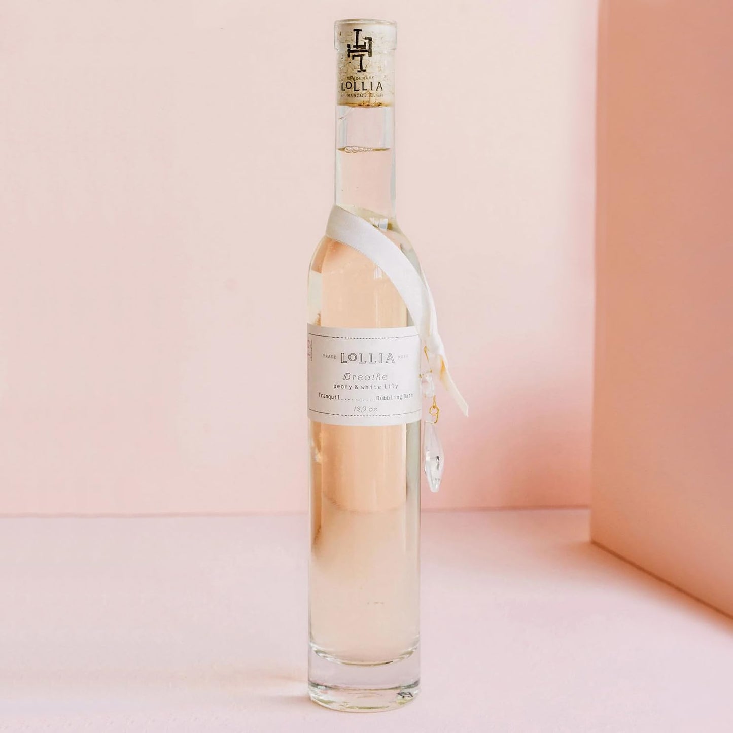 Lollia Breathe Bubble Bath, 12.9 fl. oz., Peony & White Lily Scented Bubbling Skin Care for Women, Soothing & Moisture-Rich Scented Body Soap with Hydrating Ingredients