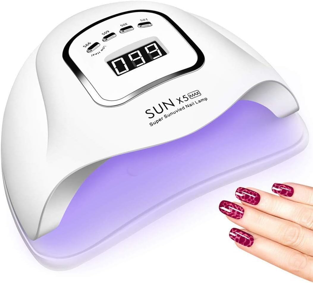 UV LED Nail Lamp 150W, Professional Nail Dryer Gel Polish Light, UV Nail Light with 4 Timer Setting, Nail Polish Curing Gel LED Dryer, Professional Nail Art Tools with Automatic Sensor (X5)