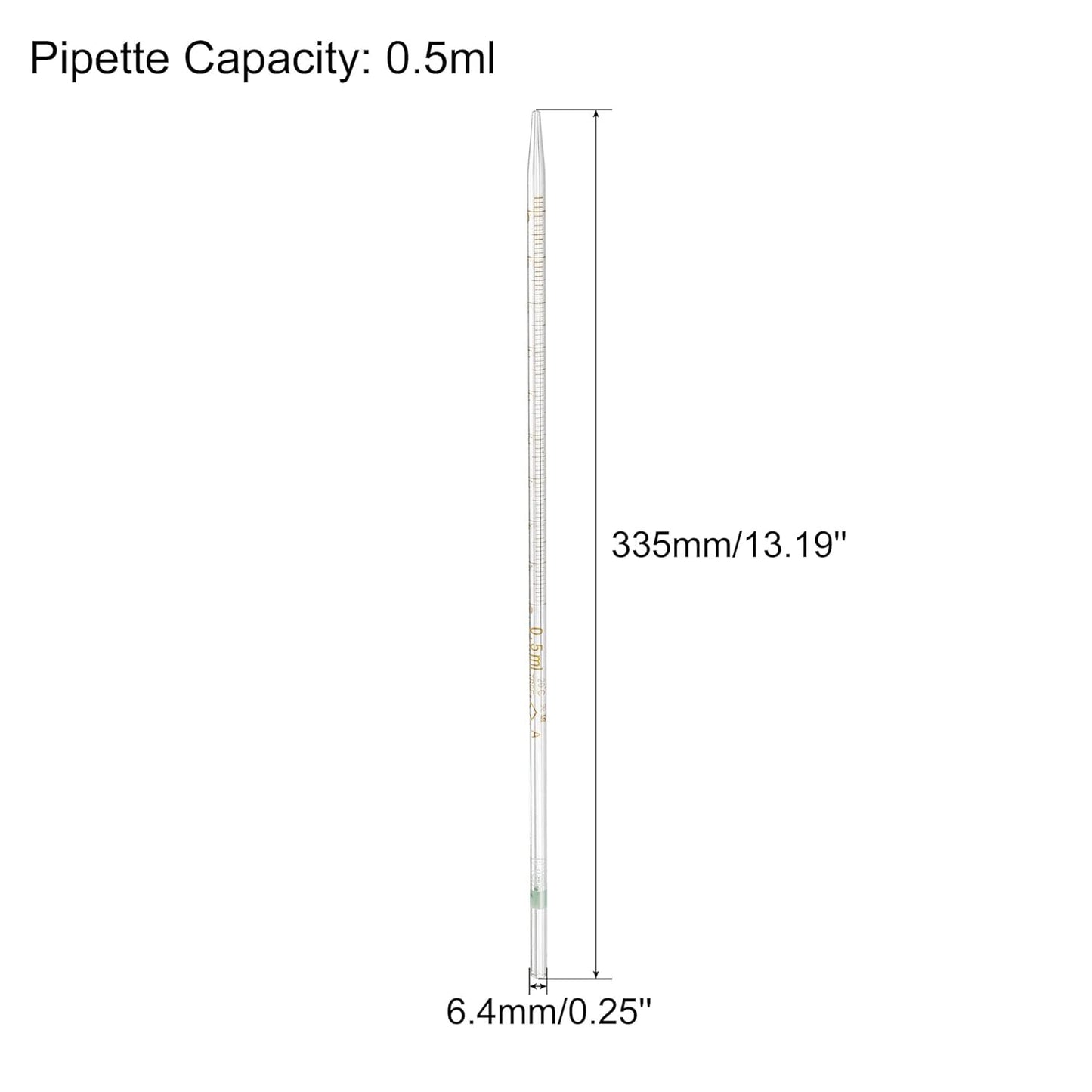 PATIKIL Graduated Dropper Pipettes, 1 Pcs 0.5ml Reusable Borosilicate Glass Pipette for Transfer Liquid for Laboratory, Chemistry, Clear