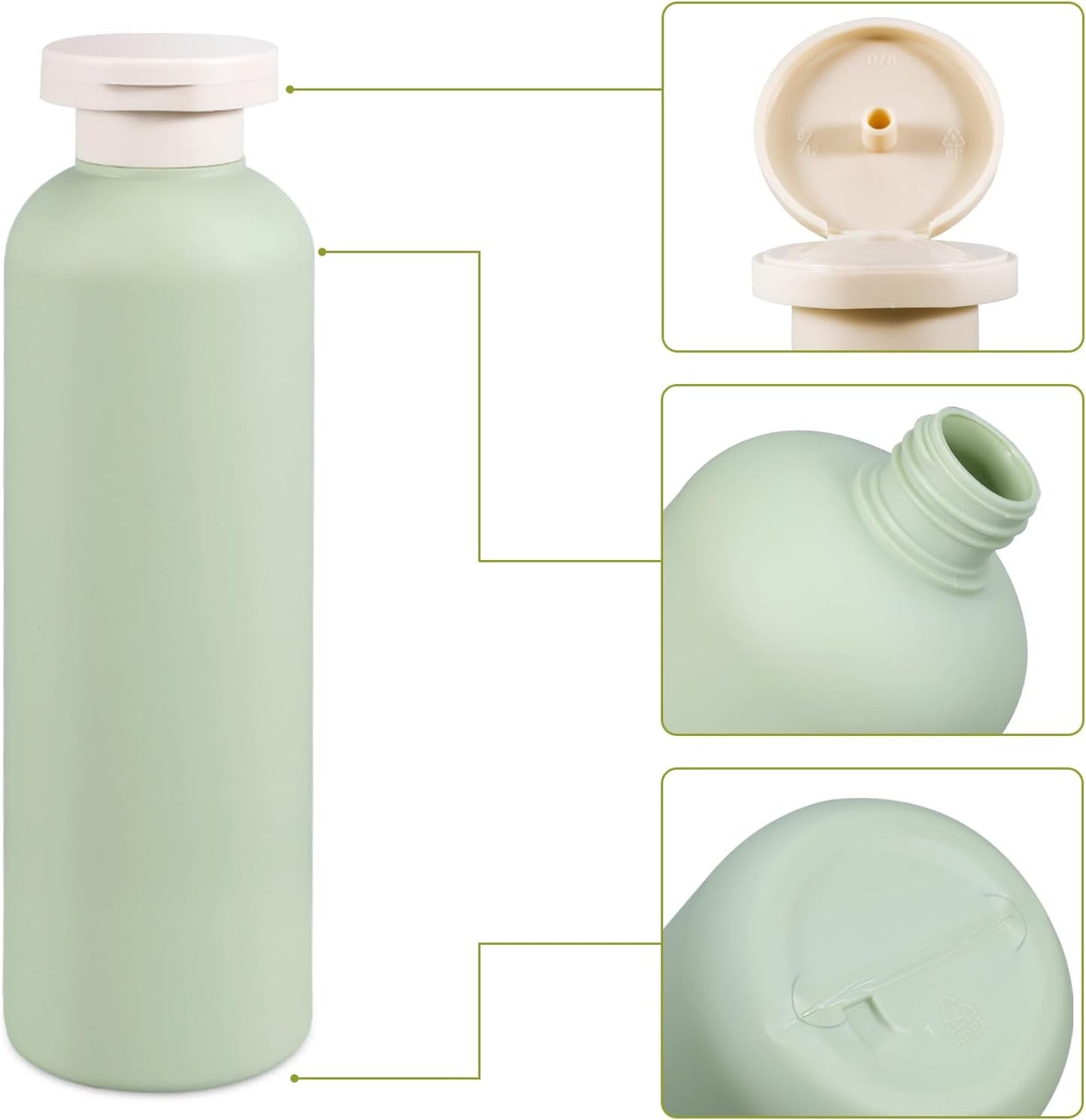 13.5oz Squeeze Bottles with Flip Cap, Refillable Plastic Travel Bottles for Creams, Lotion, Shampoo, Conditioner (2 Pcs)