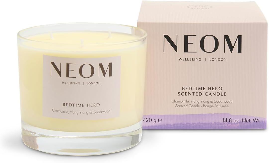 NEOM- Bedtime Hero Scented Candle, 3 Wick | Chamomile & Ylang Ylang | Essential Oil Aromatherapy Candle | Scent to Sleep