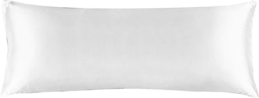 BEDELITE Satin Body Pillow Cover, Super Soft and Cooling Body Pillow Pillowcase for Hair and Skin, Breathable Silky Full Long Pillowcase Cover(20"x54", White)