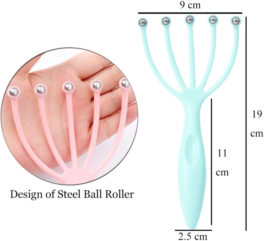 Angzhili Head Massager,Protable Hand Held SPA Scalp Massager for Stress Relax,Gentle Massage Comb Massager,Comfortable Handheld Claw Scalp Massager (Green)