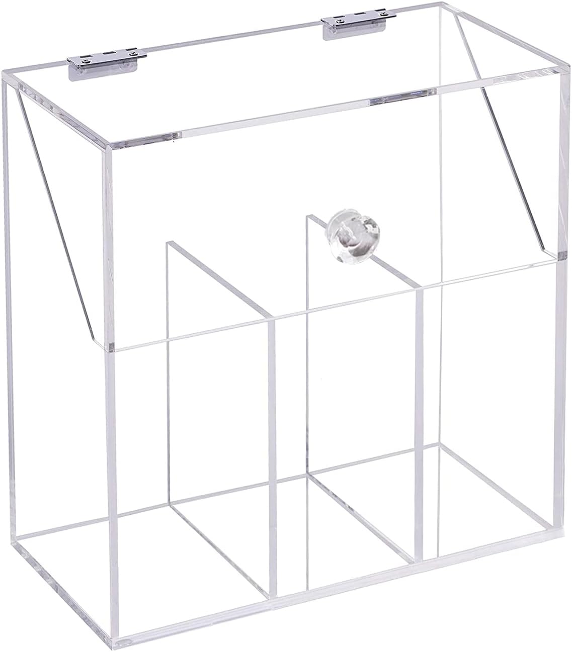 Acrylic Makeup Brush Holder, Clear Cosmetic Storage Box with 3 Brush Holders, Dust Cover, Large-Capacity Split Design for Organizing Vanity Desk