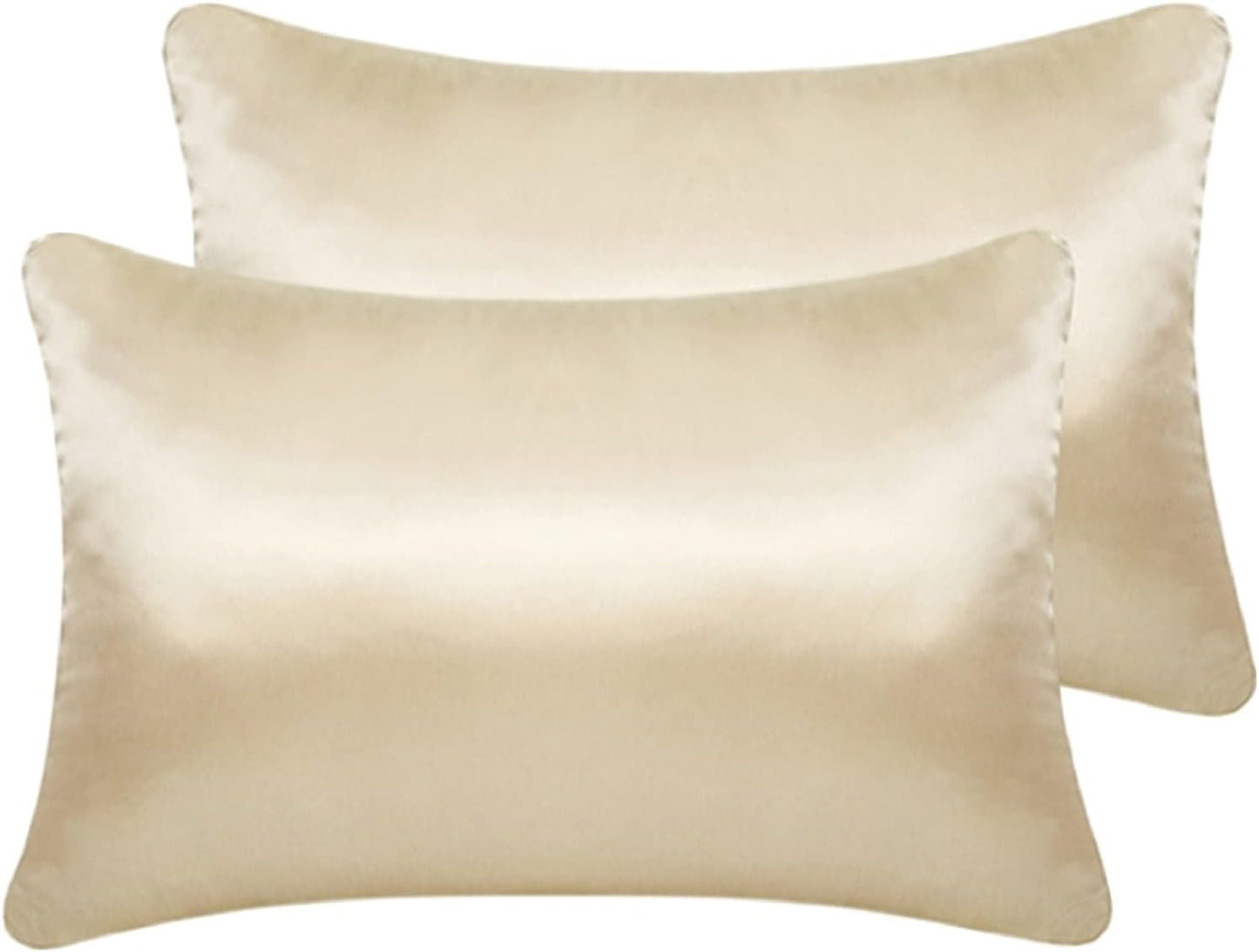 Silky Satin Toddler Pillowcases Set of 2, Super Soft Travel Pillow Covers, Small Kids Pillow Cases with Envelope Closure, 13"x 18", Champagne